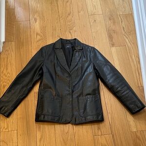 Real Leather Black Blazer - vintage GAP
